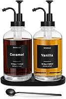 Vista 11 de Dispensador de jarabe de café para barra de café, botella de vidrio de 500ml 16.9oz con cuchara de café dorada, dispensador de jarabe de café con 36