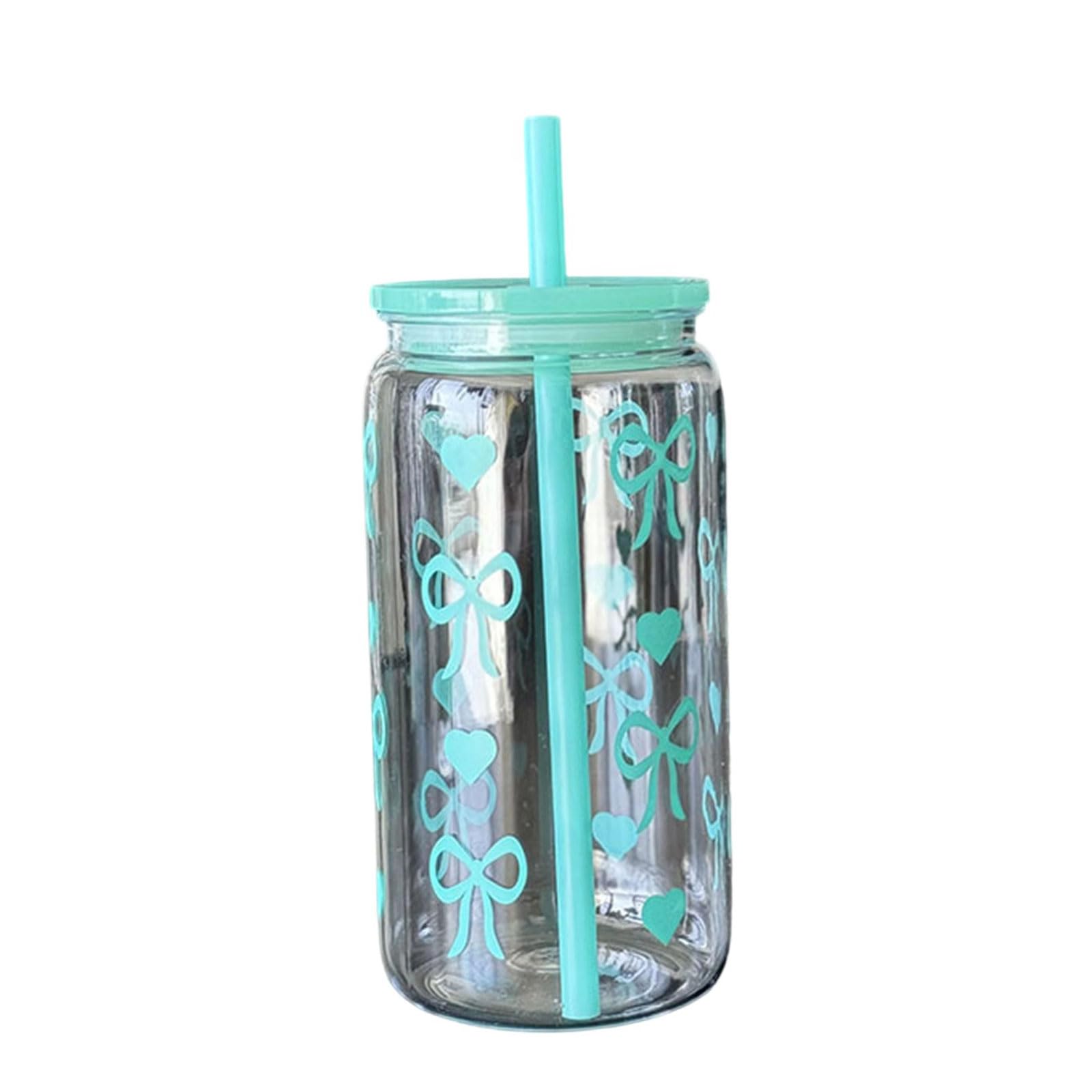 Buxuaaaa 16oz Cup Container Bownot with Straw Daily Travel Outdoor Drinking Cups Novelty Drinking Cup
