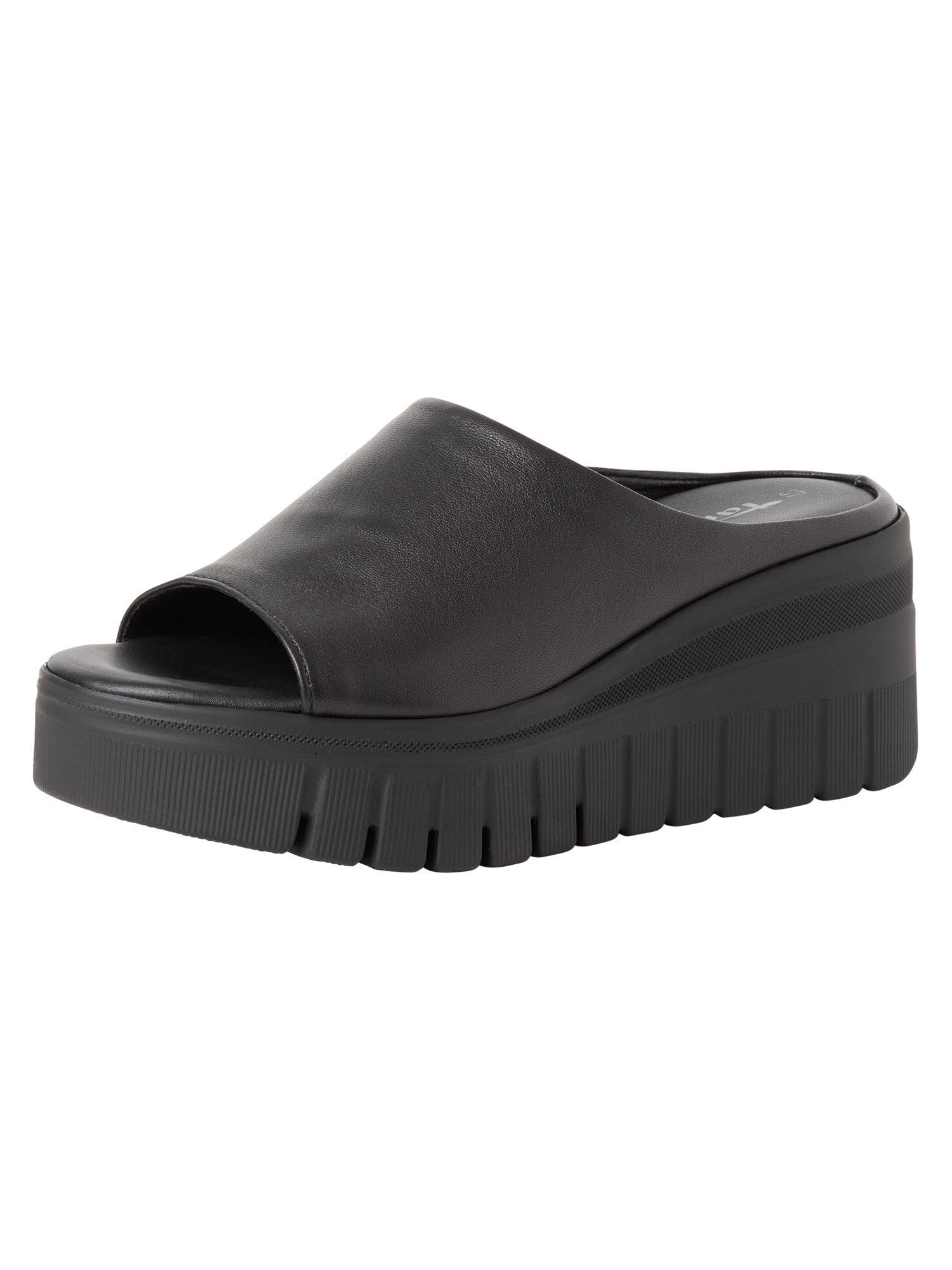 Tamaris Women's leather mules with wedge heel black 5.5 UK