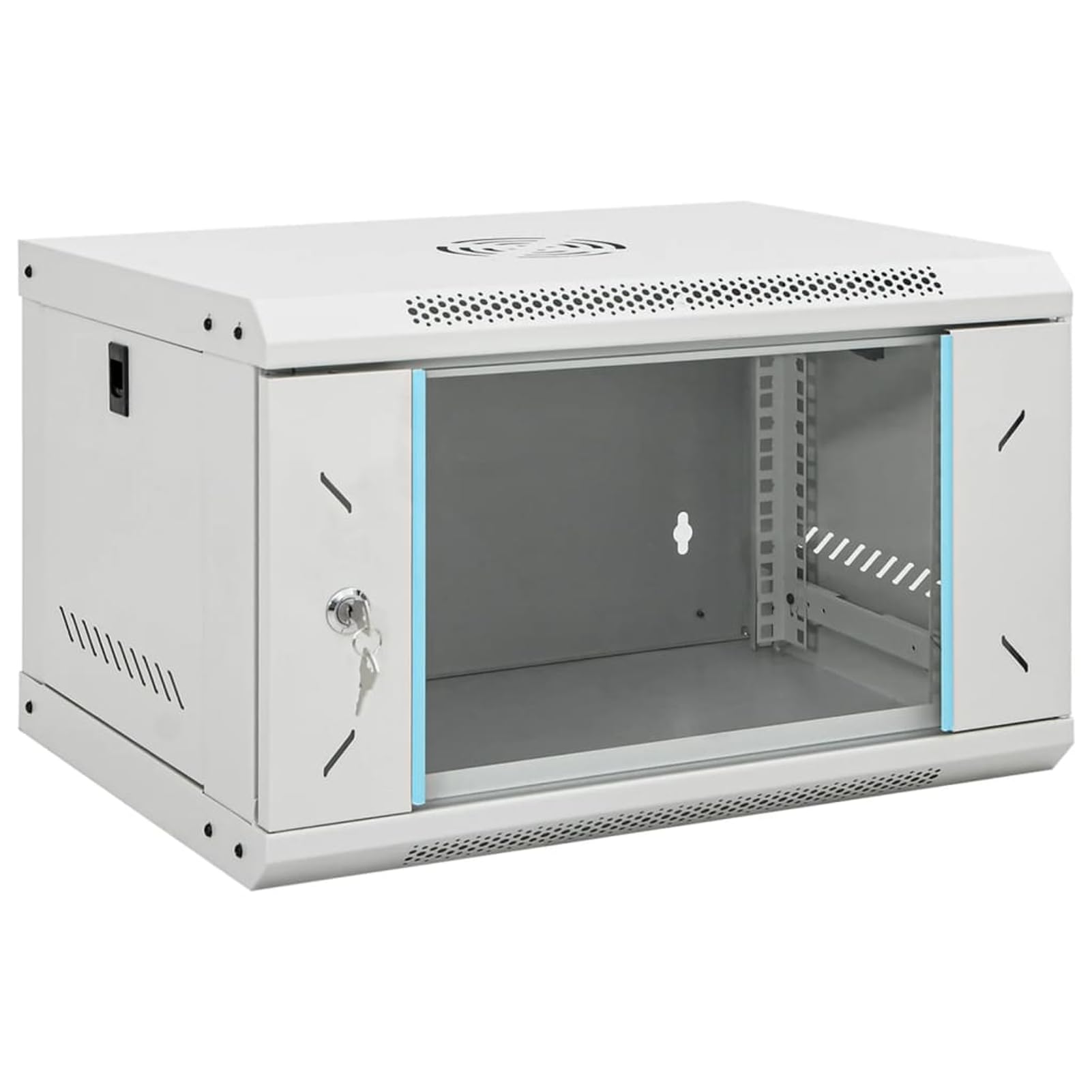 Tidyard Armadio di Rete a Parete 6U 19" Grigio, Rack in Acciaio Laminato a Freddo con Porta in Vetro Temperato, IP20, 53x40x30 cm, per Montaggio a Parete o su Tavolo 30259