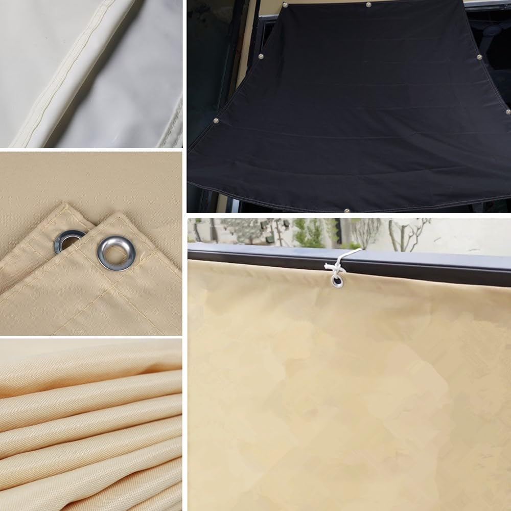 Sonnensegel 3x5m Wasserdicht Rechteckig Mit Ösen - Multi Farbe und Größe, UV Schutz für Balkon, Terrasse, Garten - Schwer, Hellgrau