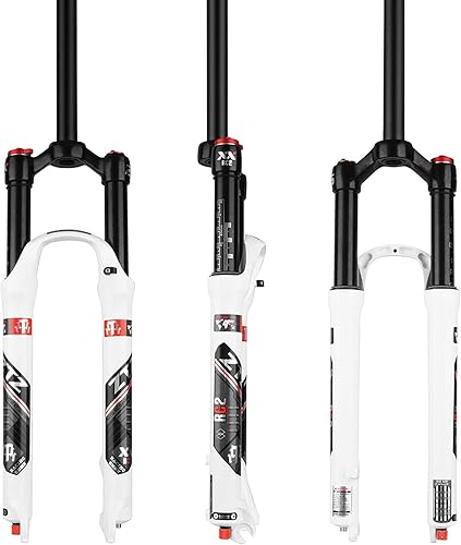 ZTZ Horquilla de suspensión neumática MTB, apta para bicicleta de montaña de 2627.529 pulgadas, viaje de 4.724 in, ajuste de rebote, QR 0.354 in,