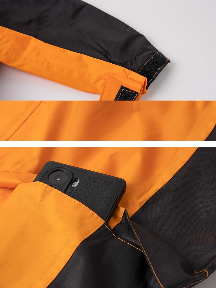 Hombre Traje de Lluvia Reflectante Traje de Agua Impermeable Conjunto de Chaqueta y Pantalón de Lluvia Traje Impermeable de Trabajo Chaqueta Impermeable