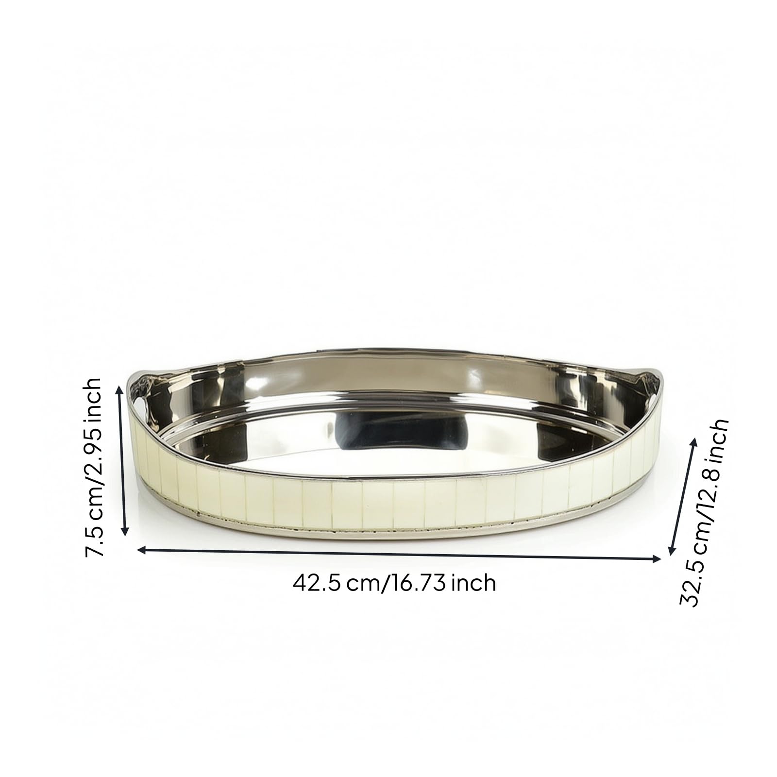 Banja Servicio con corativa Banja con Pulida para Bar, 46 34 H4cm, Estilo Europeo, Bandeja Rectangular Plateada De Superficie Brillante
