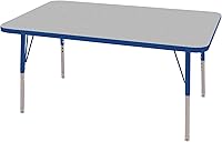 Norwood Commercial Furniture 36x24 Inch Adjustable Height Rectangular Activity Table, Blue - Kids Classroom & Home School Table