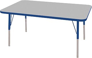 Norwood Commercial Furniture 36x24 Inch Adjustable Height Rectangular Activity Table, Blue - Kids Classroom & Home School Table