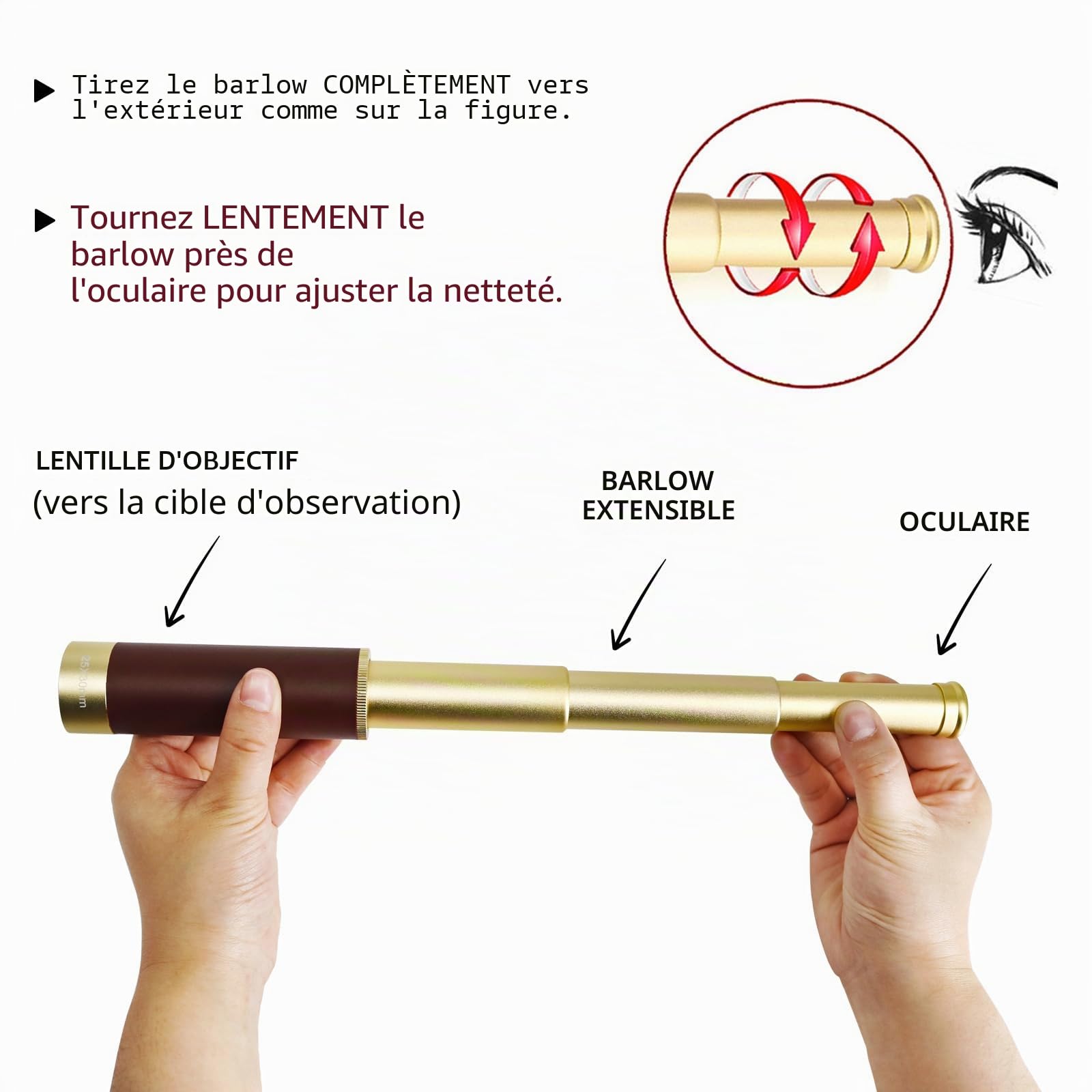 NewDoar 25x30 Télescope Pirate Vintage Monoculaire Zoomable - Télescope Optique Réglable en Laiton Alliage d'Aluminium Étanche pour Voyage Navigation Voile Voyage Voir Regarder Les Jeux