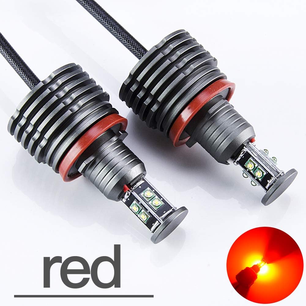 SINOVCLE H8 Angel Eyes E92 LED Marker Halo Ring High Power H8 2x 40W 80W E60 E61 E90 E92 E70 E71 E82 E89 1 3 5 Series X5 X6 Z4 (red light）