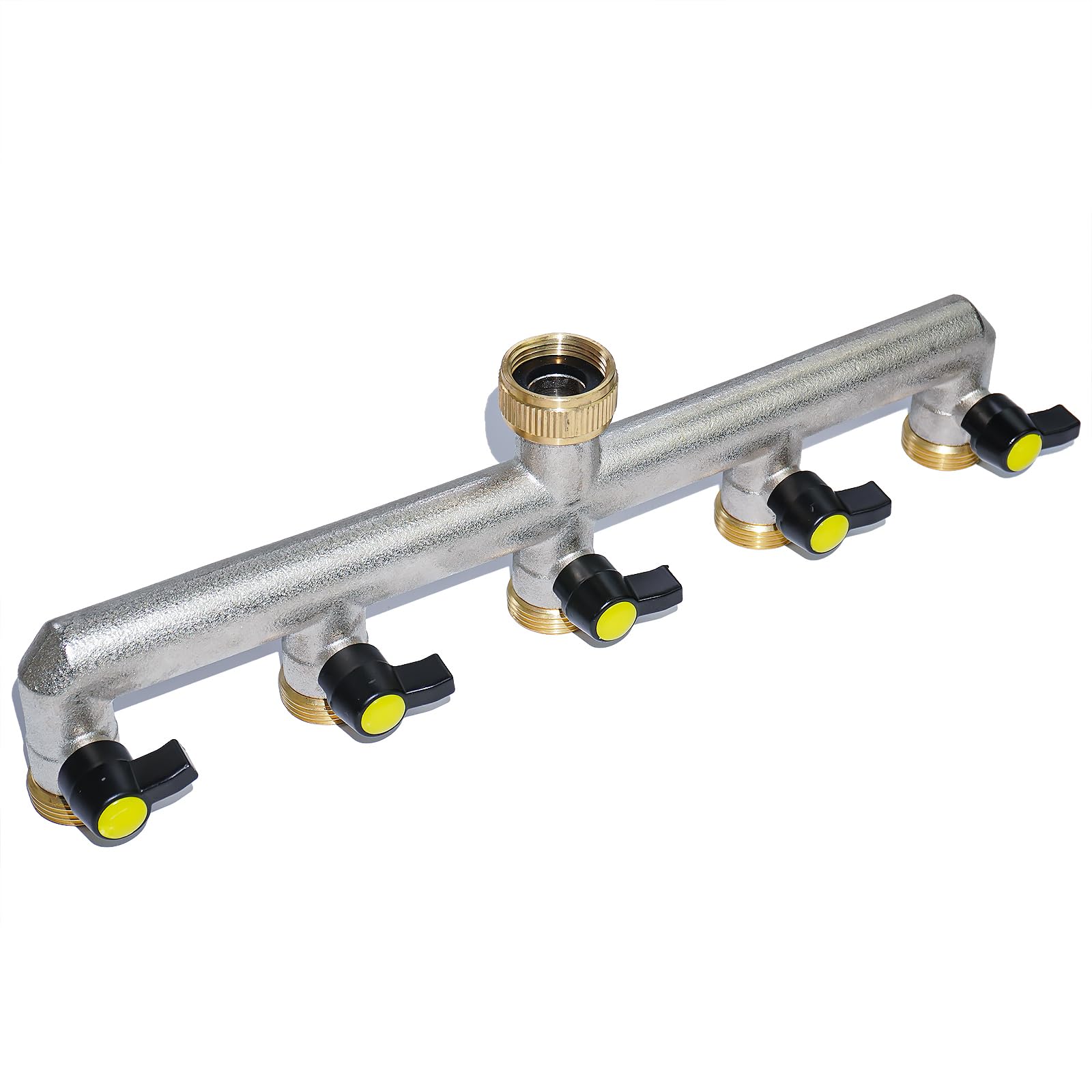 RoseFlower Divisor de Manguera de 5 Vías de Latón con Válvula Independientes, 3/4" Divisor de Manguera de Jardín - Bifurcador Grifo Jardin Distribuidor y Adaptador para jardinería, Riego doméstico