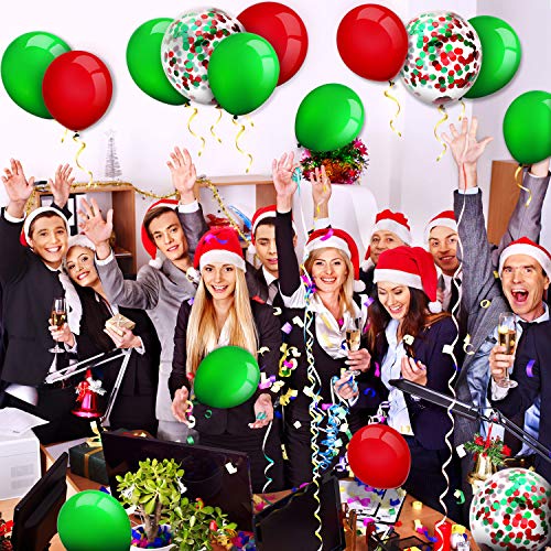 129 Pieces Christmas Balloons Arch Garland Kit, Include Red Green Latex Balloons Confetti Balloons, Balloon Tie Tools, Balloon Strip Tape, Adhesive Dots For Christmas Party (Red, Green) #TOP6