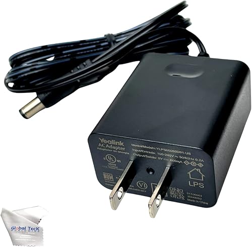 Yealink - Fuente de alimentación PS5V600US 5V 0.6A - Yealink SIP Phones- T40G, T23G, T21, T21P, T30, T31, T33, T21P-E2, T19, T19P, T19P-E2, W52P,