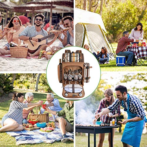 Hap Tim Picnic Backpack Cooler for 4 Person with Insulated Leakproof Cooler Bag, Wine Holder, Fleece Blanket, Cutlery Set,Perfect for Beach, Day Travel, Hiking, Camping, BBQs, Family and Lovers Gifts - Image 6