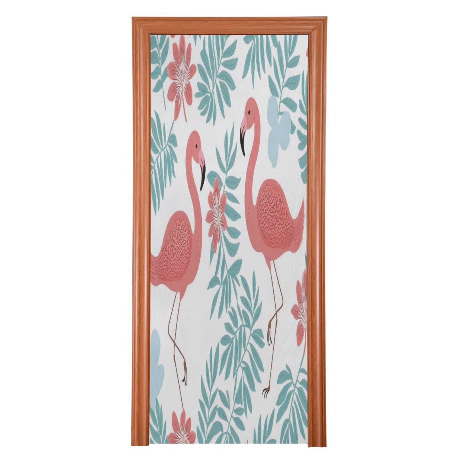 FLildon Tropical Flamingos Door Cover Decoration, Party Accessory Porch Decor for Festive Ornament Room Door Covers 32 x 79 Inch