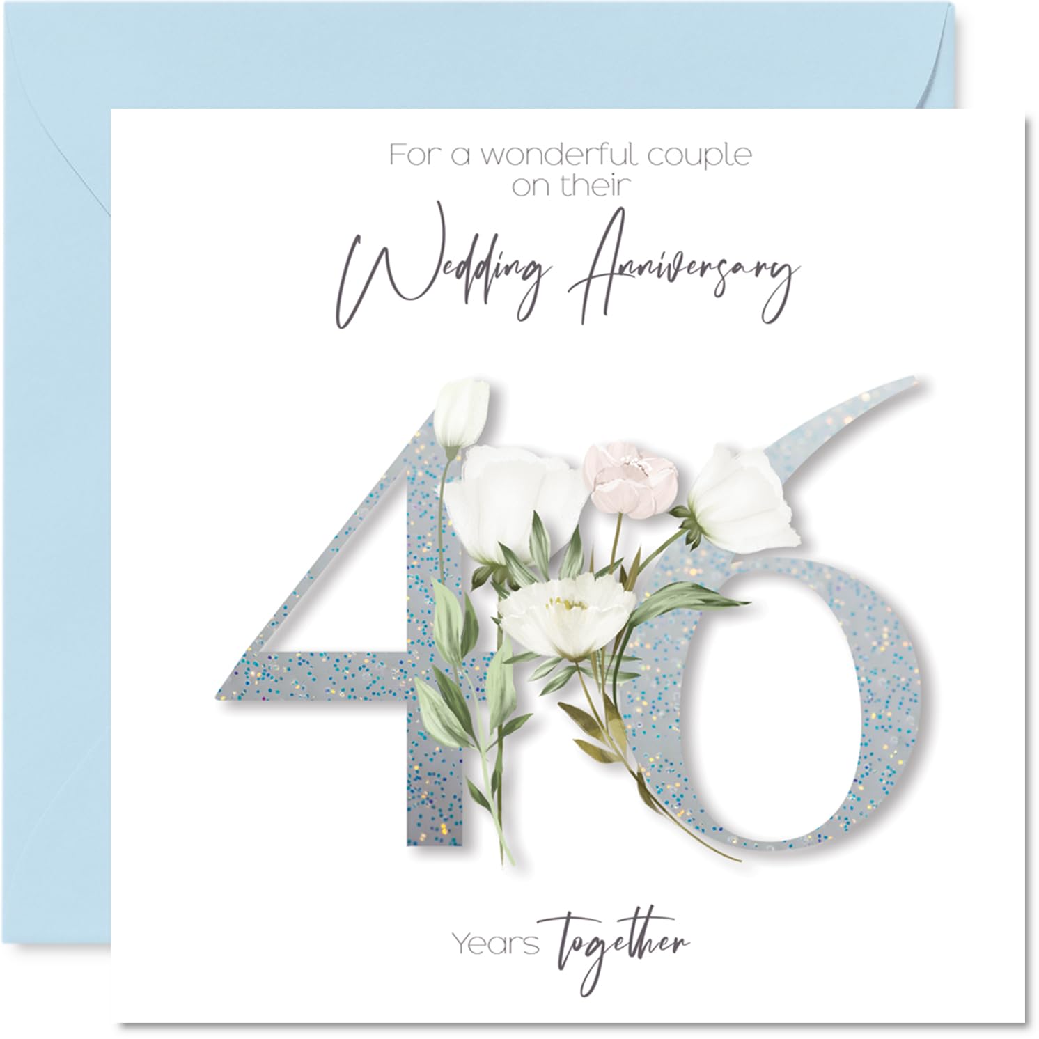 46th Anniversary Card for Women Men - Fancy Floral Flowers - Happy 46 Year Anniversary Card for Mum Dad Grandad Nanny, 145mm Wedding Anniversaries Greeting Cards