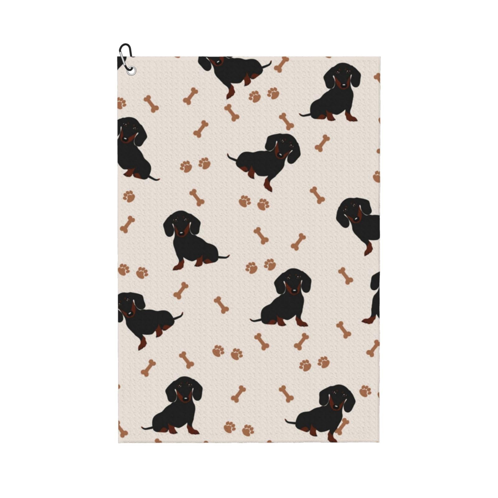 Hnnkloy Dog Dachshund, 16x24 in Portable Waffle Golf Towels with Carabiner Clip for Golf Bag