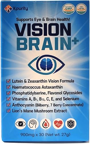 Miniatura 4 de KPurity VisionBrain+ Suplemento para la salud ocular y cerebral con luteína y zeaxantina, mejora la memoria, el enfoque y el rendimiento cerebral,