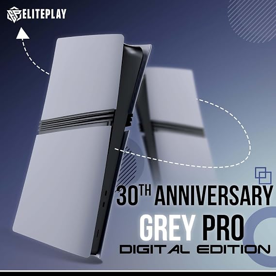 ElitePlay 30th Anniversary Grey PS5 Pro Digital Faceplates Cover Case Replacement Plates for Playstation 5 Pro Digital Edition