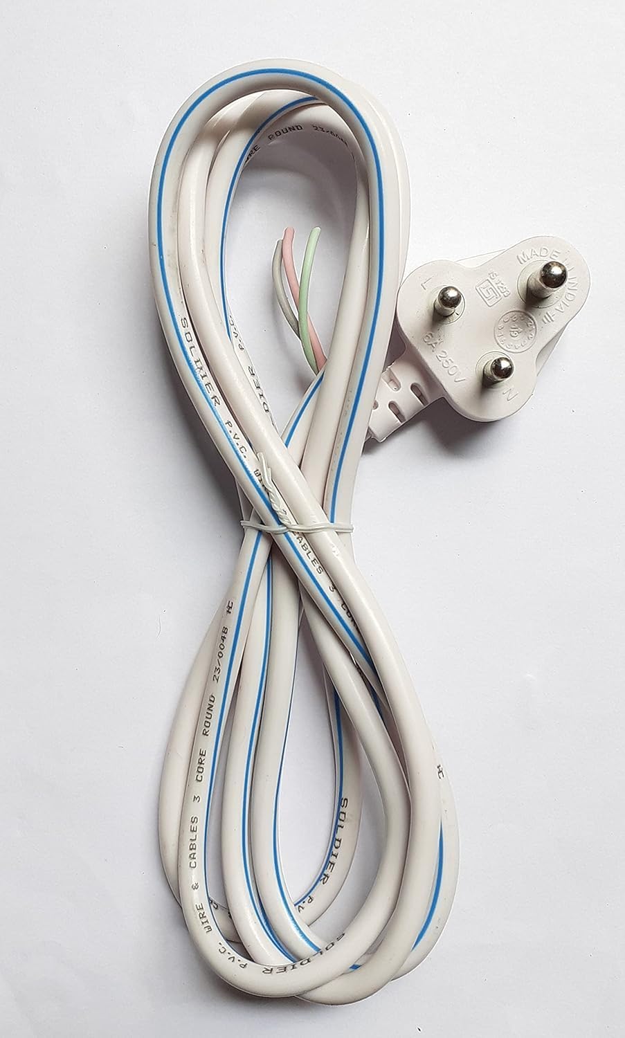 COPY LINE 2.5 Meter Electric Cable Cord | 3 Pin Wire for TV, Cooler, Fan, Mixer, and Juicer Grinder | Durable White Extension Cable 2