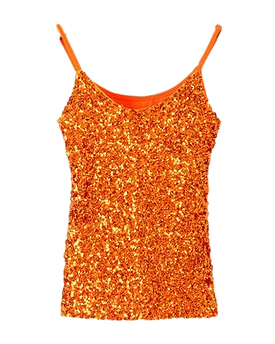 Pailletten-Glitzer-Mädchen-Camisole Weste Top Damen Latein Salsa Samba Ärmellose Tanzparty Kleidung (UK Damen 4/6/8/10)