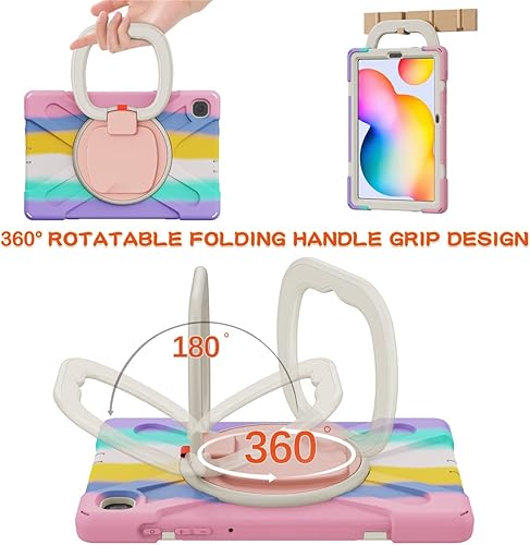 Miniatura 3 de Funda de rotación 360 para Samsung Galaxy Tab S6 Lite de 10.4 pulgadas, resistente, soporte de anillo giratorio, correa de transporte, correa de