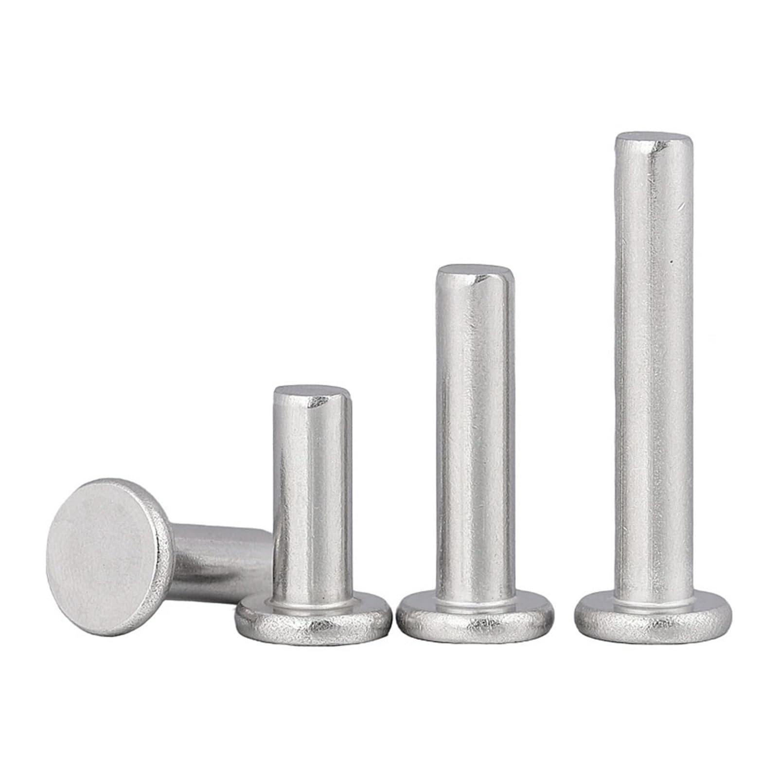 Paquete de Remaches, Remaches de Aluminio de cabez 5/10/50 Piezas M2 a M8 GB109, Punzones de Cabeza Plana y Delgada de Aluminio, autoenchufables, Remaches sólidos(30mm,50pcs M4)