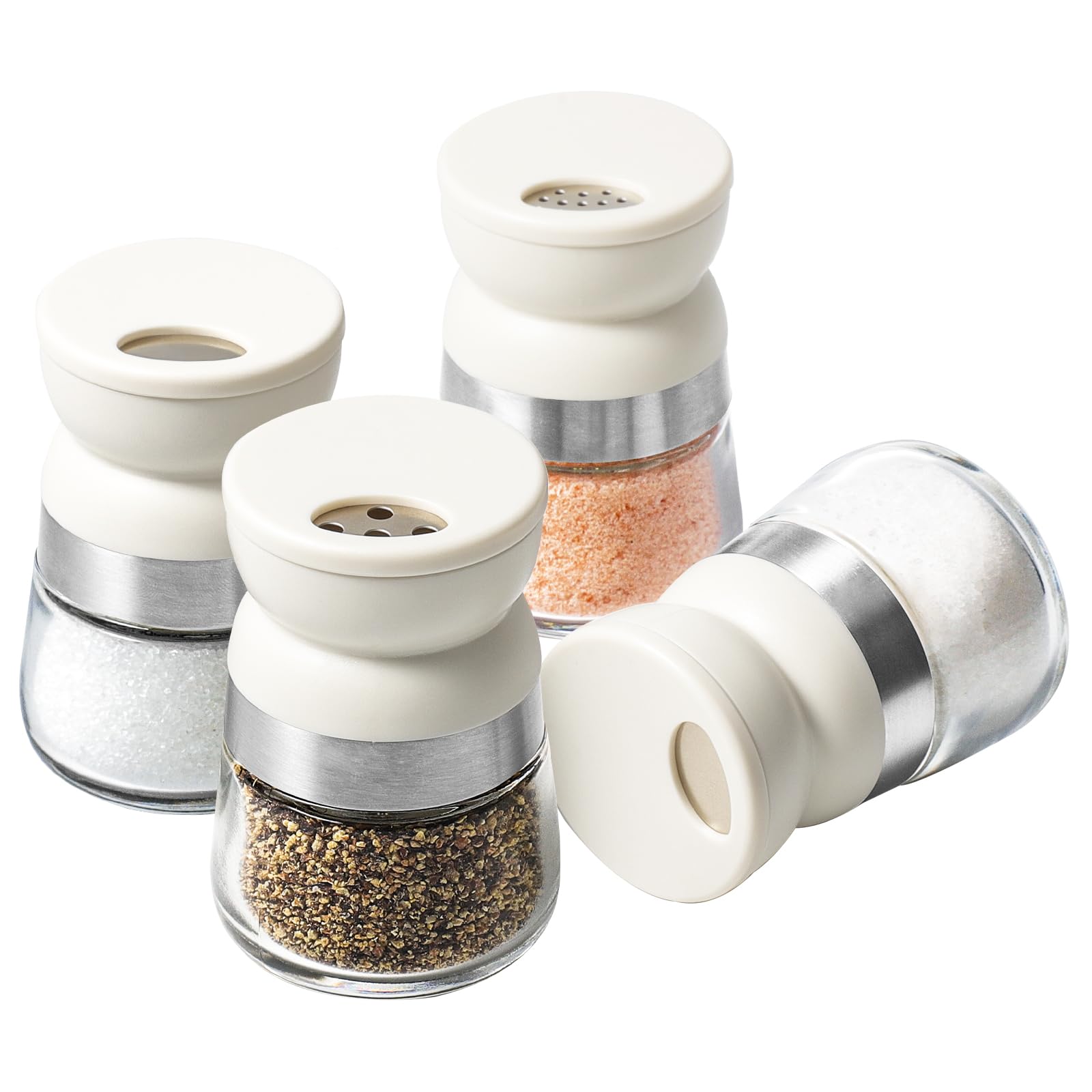 Vucchini Mini Salt and Pepper Shakers 4 Set Beige