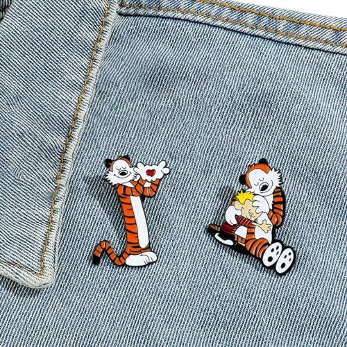 Image of Cute Enamel Pins Cartoon Lapel Pin Brooch Badge for Backpack Jackets Funny Tiger Pins for Gift Anime Enamel Pin for Clothing Hat Decoration