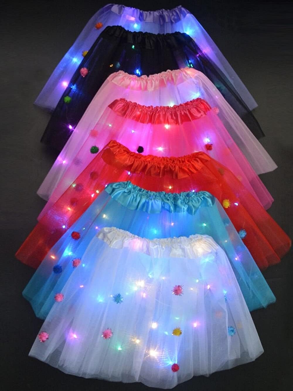 Light LED Girl Kids Star Tutu Skirt Princess Party Tutus Tulle Child Ballet Wear (Pompon Green) : Clothing, Shoes & Jewelry