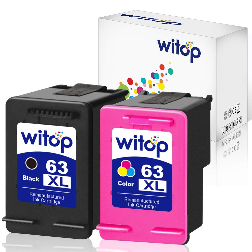 Witop Remanufactured Ink Cartridge Replacement for HP 63XL 63 XL Compatible with Envy 4520 4512 4516 Officeje 3830 3833 4655 Deskjet 1112 2130 3630 3633 3634 Printer