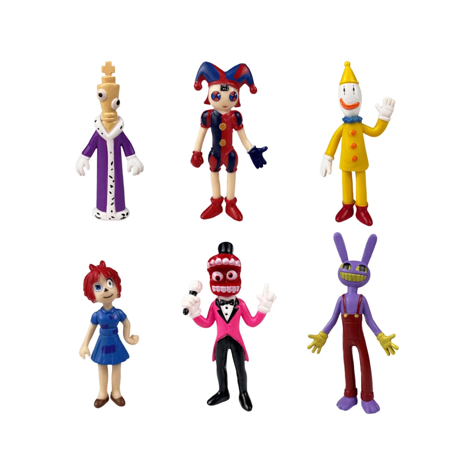 6PCS Cartoon Circus Character Circus Merch Cartoon Action Figure Toy Set Collectible Figurine with Accessories Themed Character Playset Gift for Kids Boys Girls