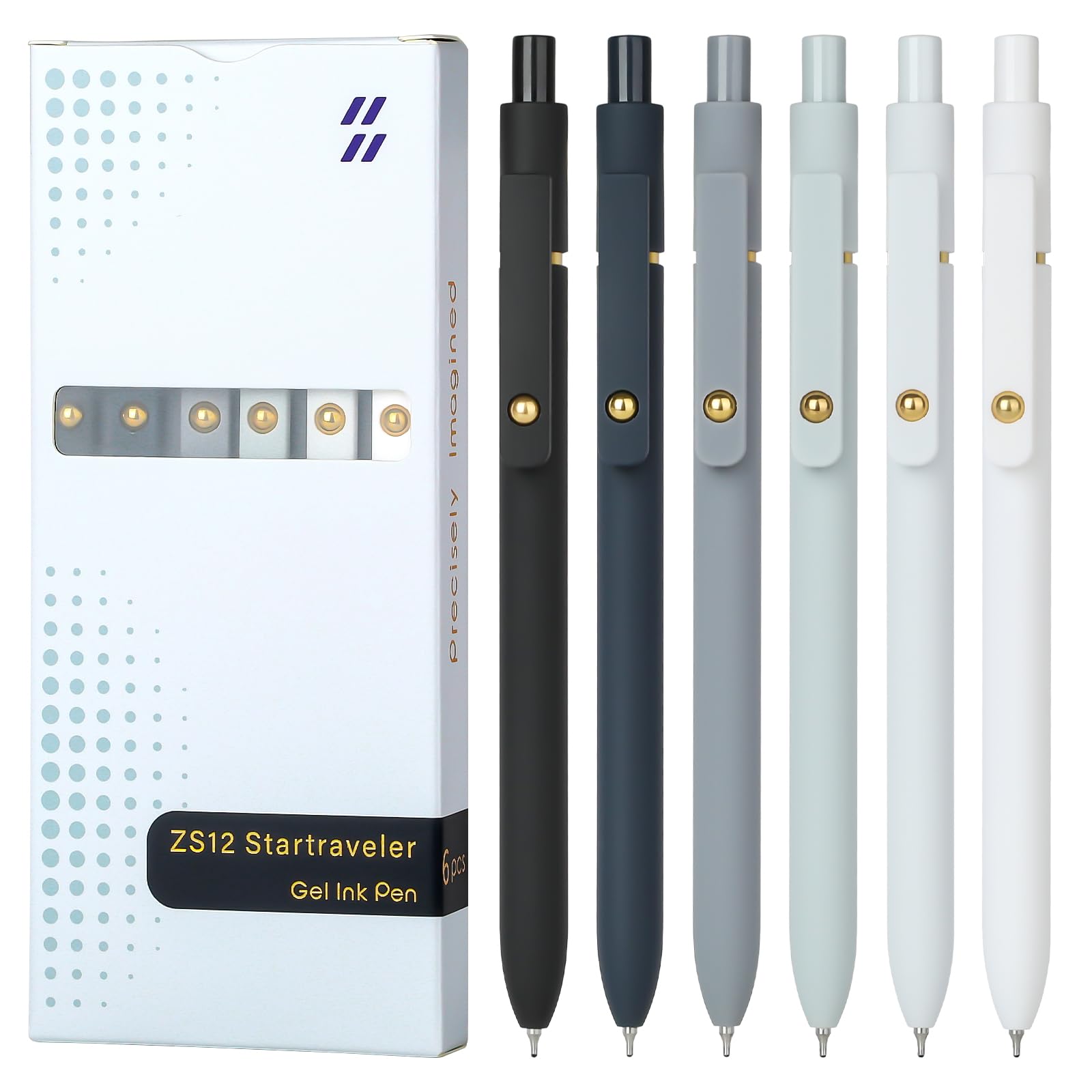 Ddaowanx Gel Pens, 0.7mm Quick Dry Black Ink,Fine Point Smooth Writing Pens,Office School Supplies,Gifts for Women Man(6Pcs Black White Gray, Black)