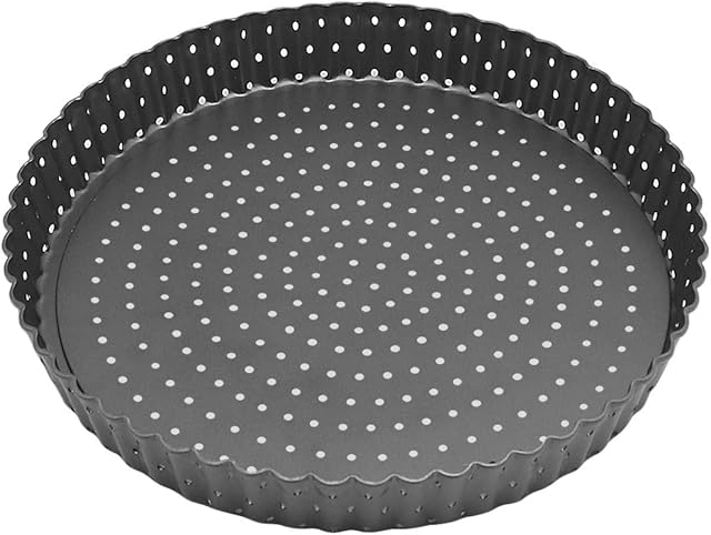 Tart Quiche Tin, 24cm Perforated Tart Tin with Removable Loose Base, Nonstick Round Flan Tin