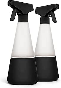 Cleancult Glass Spray Bottles (16oz, 2 Pack) - Refillable All Purpose Cleaning Spray Bottle - BPA-Free Plastic Nozzle &amp; Non Slip Silicone Sleeve - Shatter Resistant, Dishwasher Safe - Matte Black