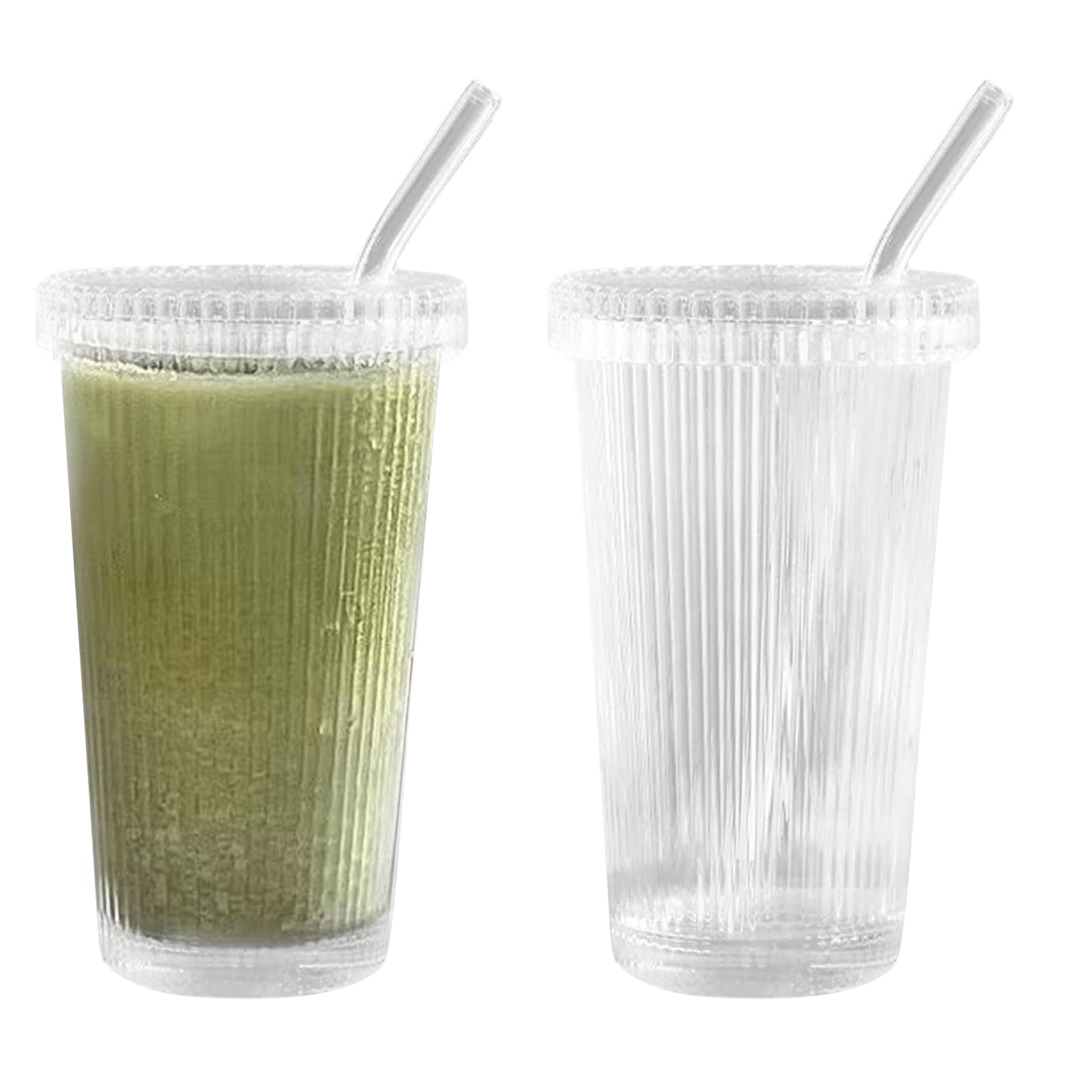 Tasse en verre avec couvercle et paille pour éviter les éclaboussures de café au bureau 375ml