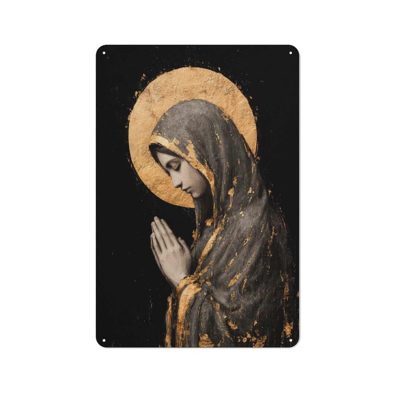 Junmoney Virgin Mary With Golden Halo Shed Style Shed Metal Sign 30X20cm, Shed Wall Decor For Shed, Garden Room, Porch Or Garage