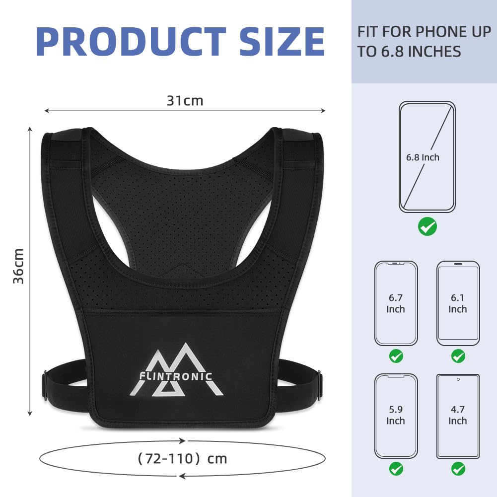 Flintronic Gilet Riflettente Porta Telefono per Ciclismo Jogging Escursionismo