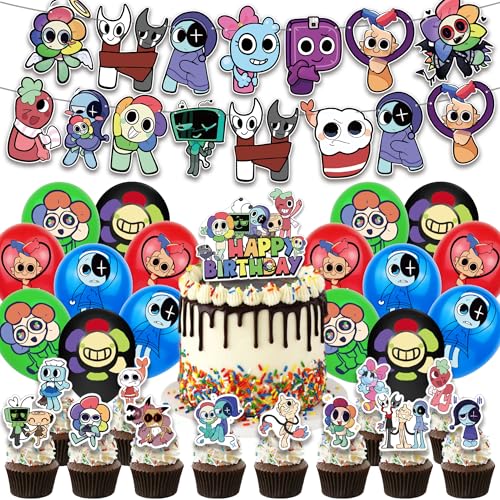 Zhongkaihua Dandy's World - Juego de suministros para tartas de cumpleaños, incluye pancarta de feliz cumpleaños, decoración para tartas, decoración de cupcakes