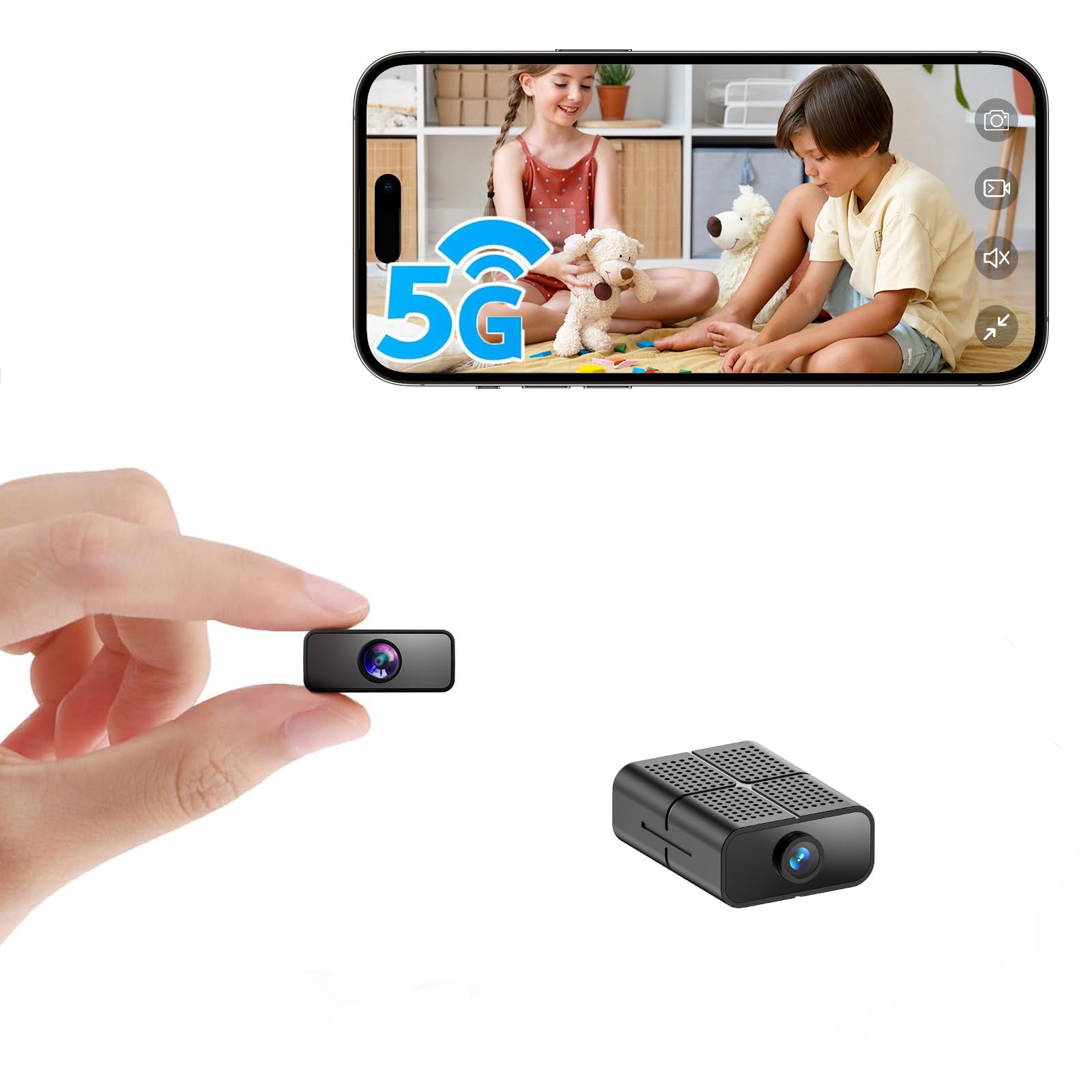 XNJ Mini Kamera, 4K HD Überwachungskamera Innen, 2,4/5 GHz WLAN innenkamera mit akku, Bewegungserkennung, Remote Viewing für Sicherheit mit APP