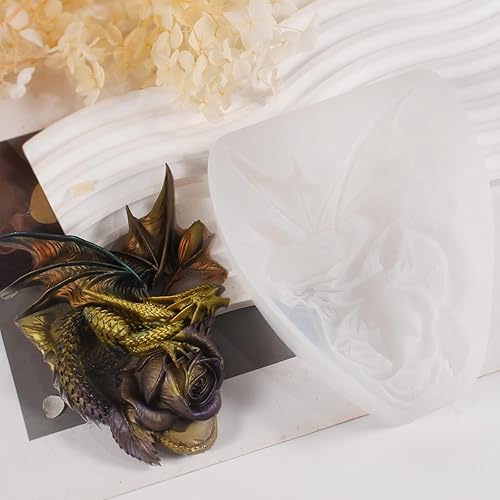 Miniatura 5 de Molde grande de dragón de rosa, molde de vela de dragón de cráneo, molde de dragón de mosca gruesa, molde de resina de dinosaurio, moldes de