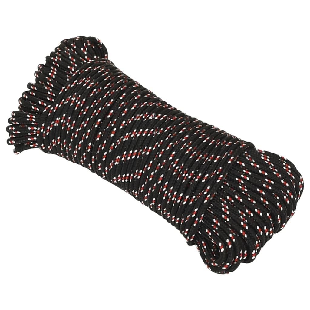 Bootsseil Schwarz 4 mm 50 m Polypropylen robust reißfest wetterfest für Boot Camping Outdoor vielseitig zum Anbinden Sichern Flechten und Knoten