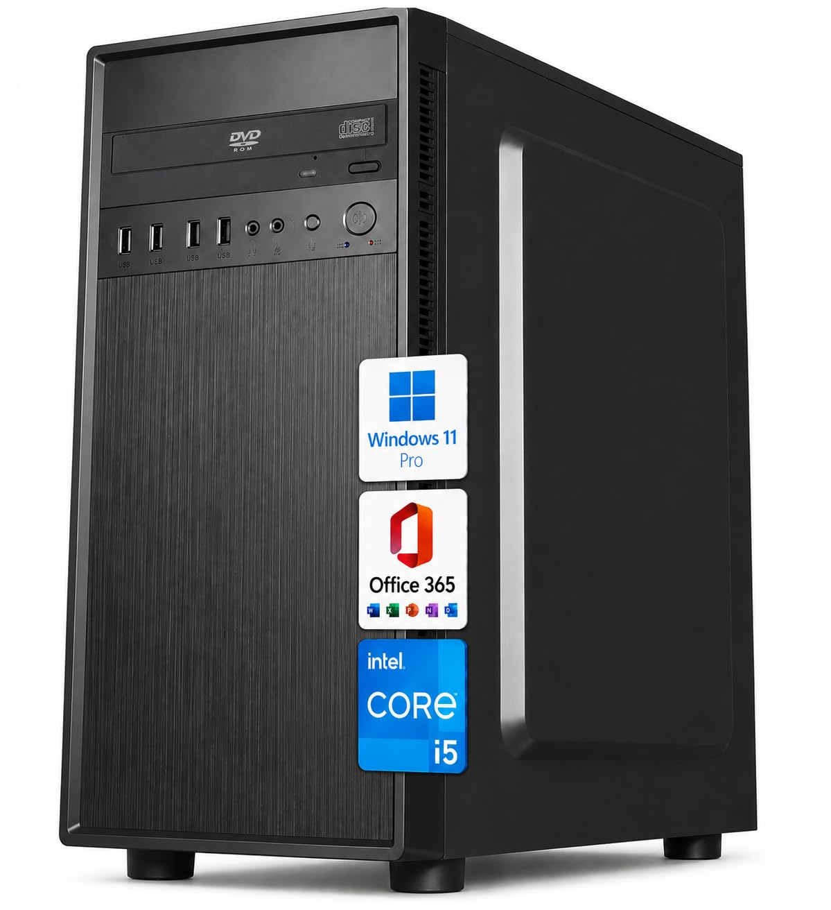 Betashop PC Fisso Desktop NUOVO • Cpu i5 • 8GB RAM DDR3 • 128GB SSD • Windows 11 Pro • WiFi • Office 365 • Pronto All'Uso • USB 3.0 (Basic, core i5, HD Graphics 4600, 128, GB, 8, GB)