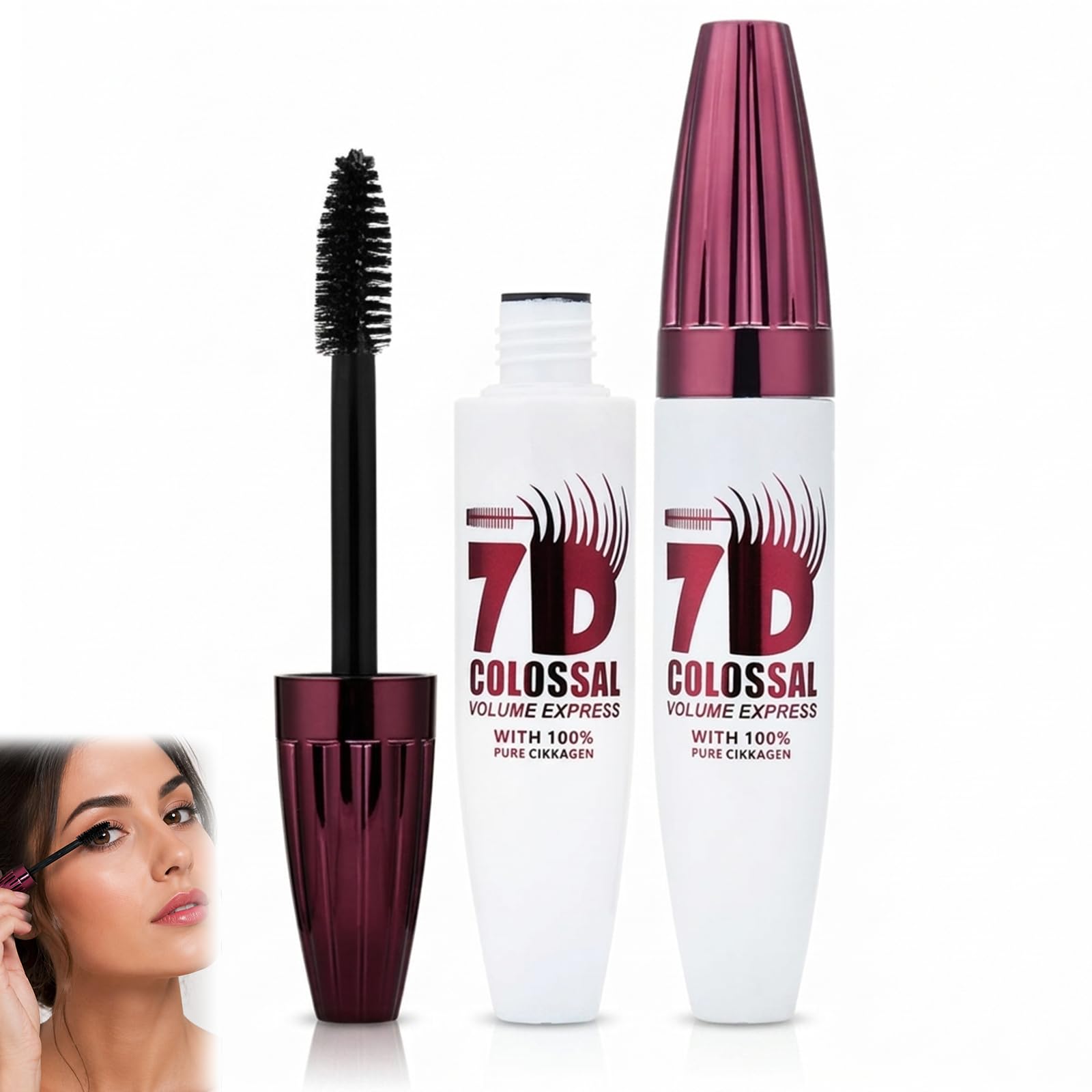 Photo 1 of 2 Packs 7D Waterproof Mascara, Black Lengthening Thickening Softer Fuller Lashes Mascara, Smudge-Proof, Gentle Formula, Daily Use