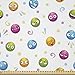 ABAKUHAUS Emoticon Tessuto a Metraggio, Colorful facce rotonde Fun, Tessuto a Maglia Elasticizzato per Abbigliamento, Cucito e Arti, 1 m, Multicolore