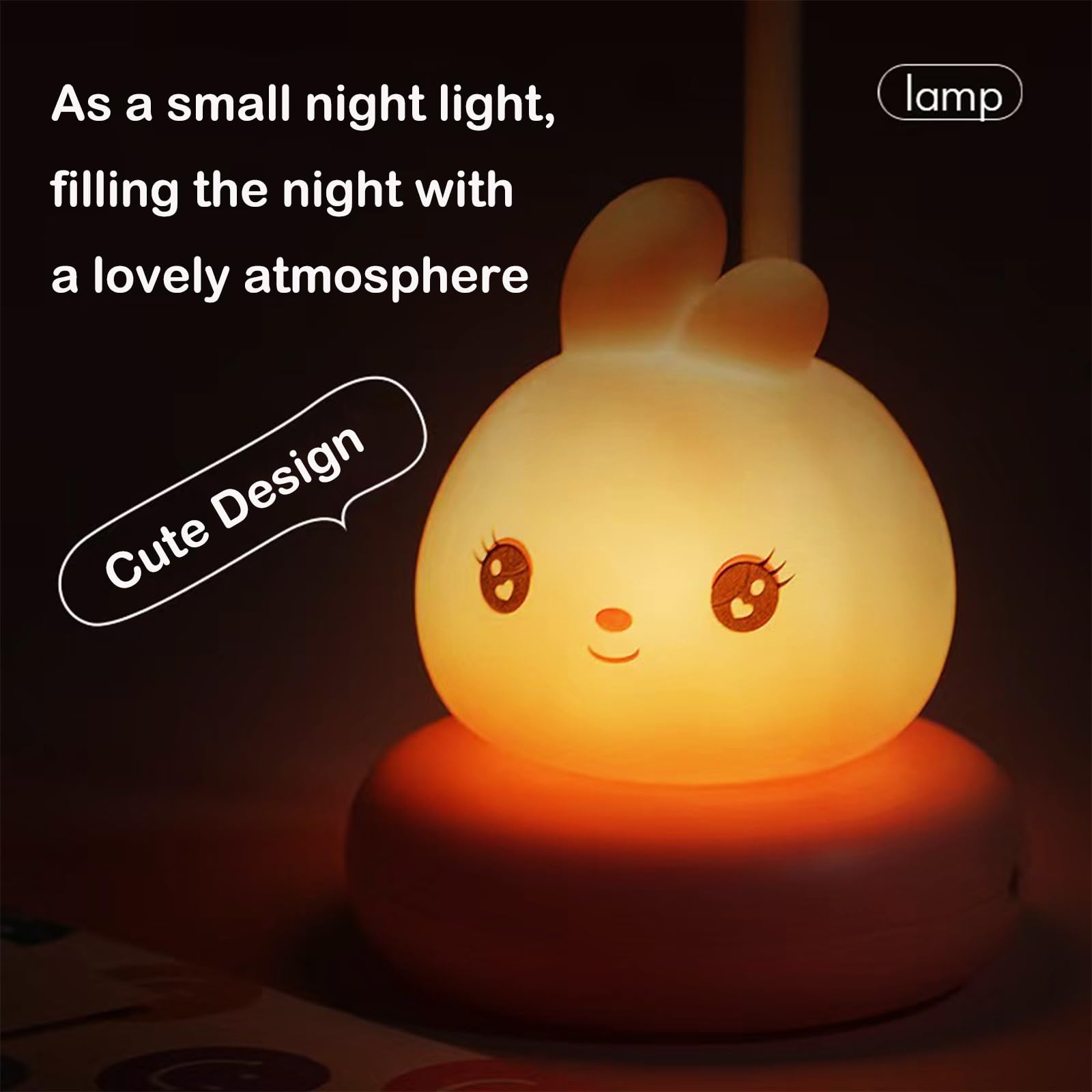 Yinhamnl Cute Desk Lamp Kids Night Light LED Bedside Lamp for Kids USB Rechargeable Portable Eye Protection Table — view 3