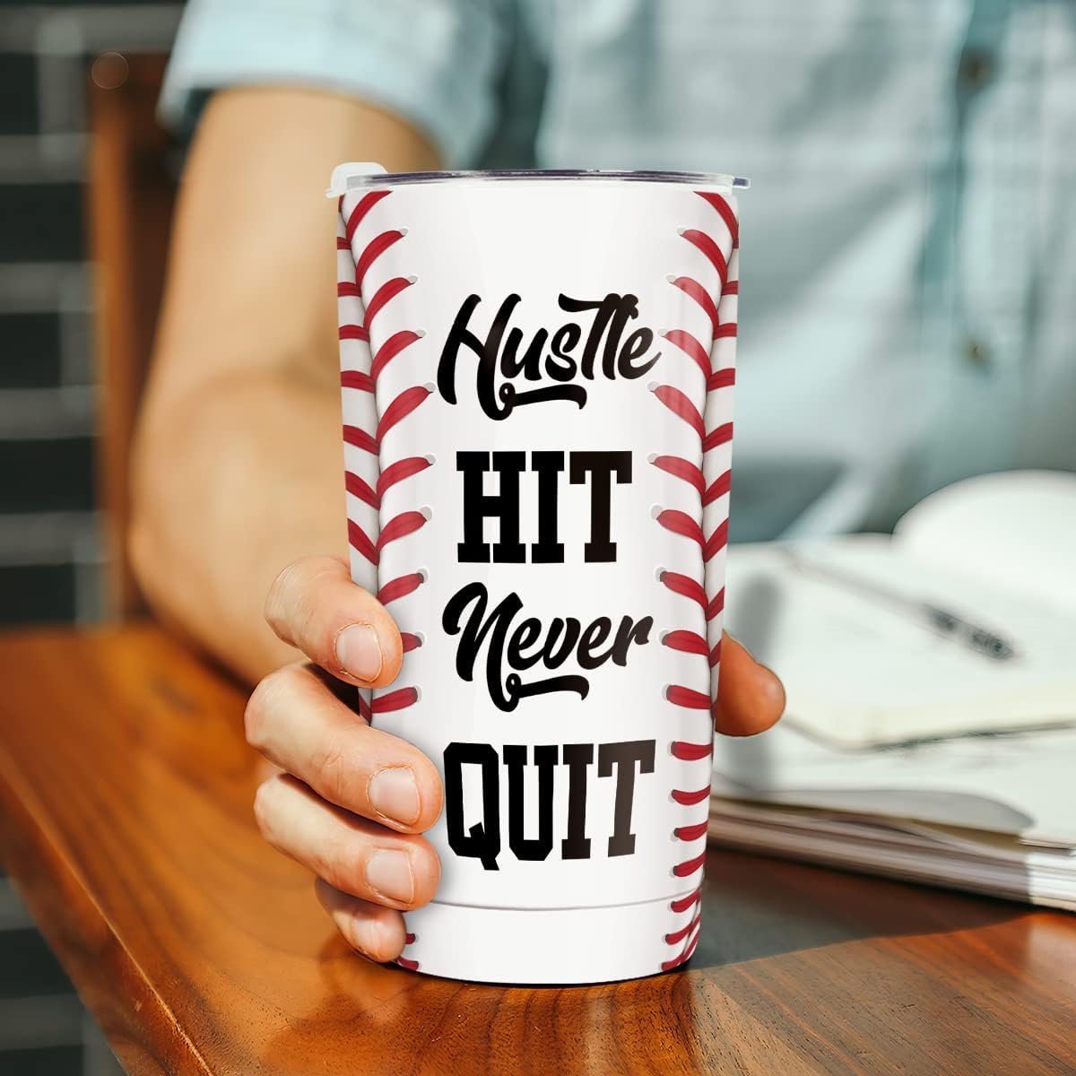 wowcugi Baseball Tumbler 20oz Stainless Steel Insulated With Lid Baseball Gifts for Men Women Baseball Baseball America Flag Coffee Travel Mug Cup Gifts for Baseball Players Fan Coach - Image 7