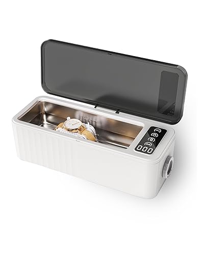 Brigii Limpiador ultrasónico con temporizador digital, limpiador ultrasónico profesional portátil para limpiar joyas, anteojos, relojes, anillos