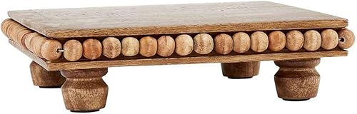 Mud Pie Salvamanteles de madera con cuentas, 8 x 8 pulgadas, marrón