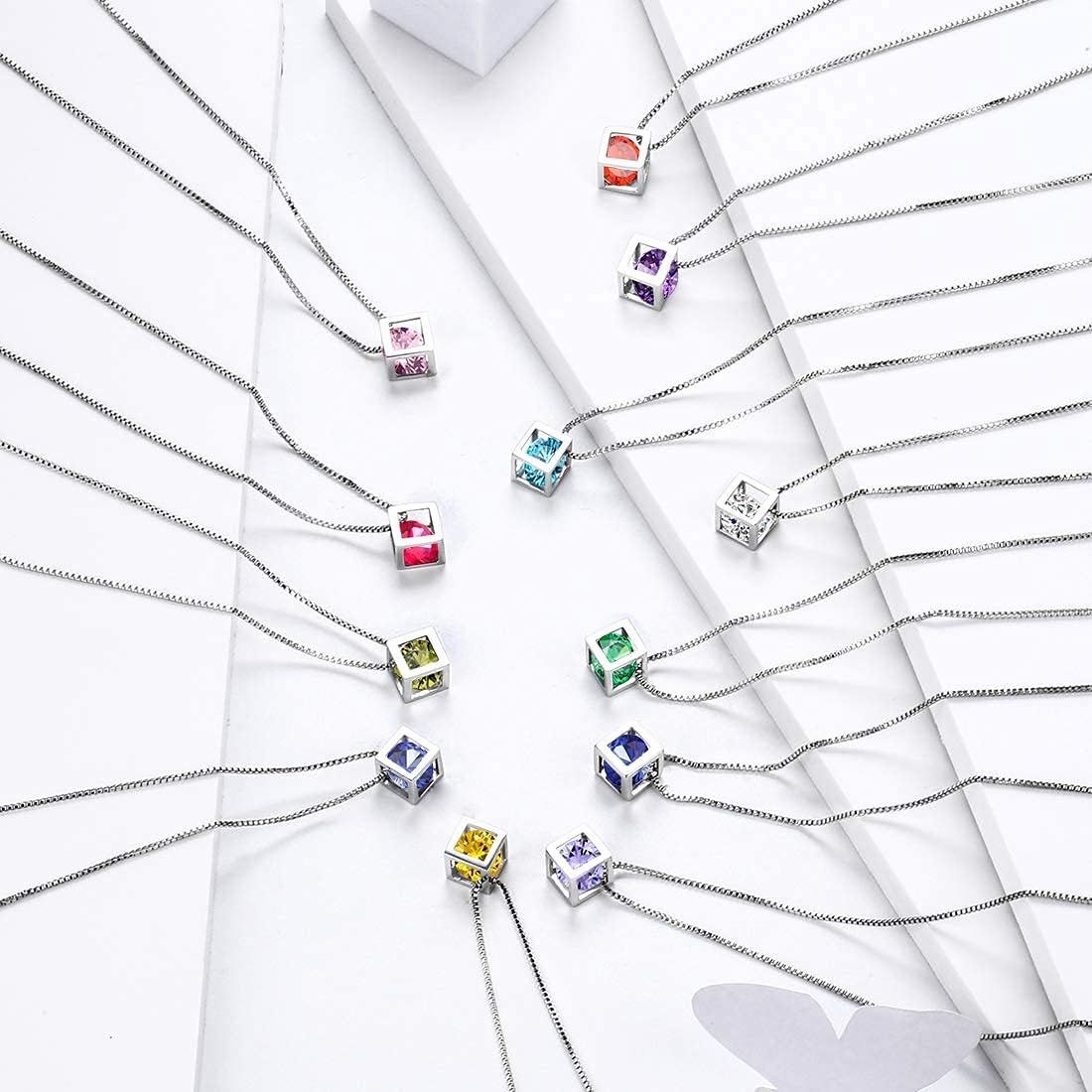 Aurora Tears Birthstone Necklace/Earring 925 Sterling Silver Women Cross/3D Cube/Cresent Moon Birth Stone Jewelry Mens Birthday Gift Anniversary Present - Image 8