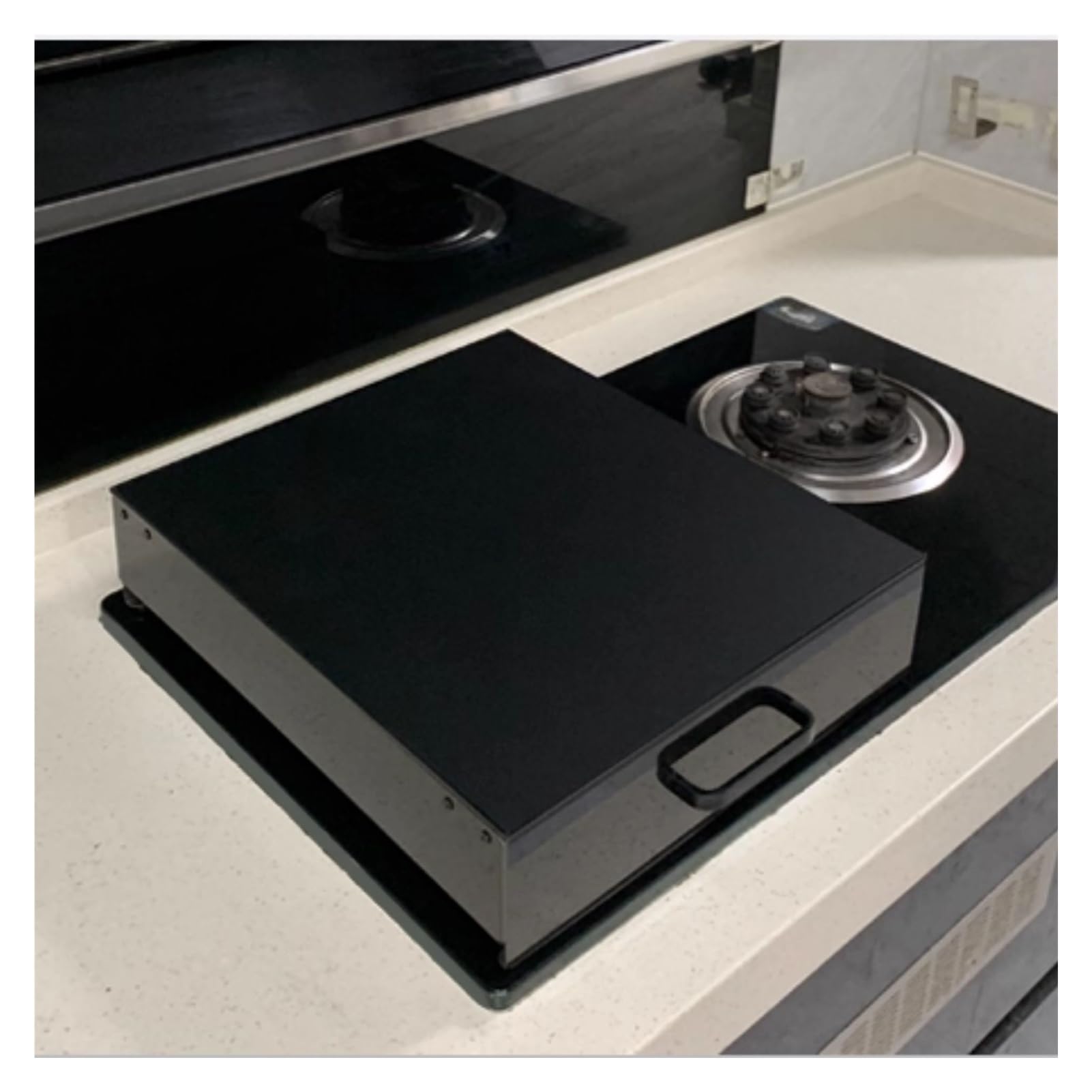 Cubre Encimera Acero Inoxidable Tapa Gas Protectores Negros para cocinas para encimeras, fregaderos, autocaravanas y eléctricas(35x40x7 cm)
