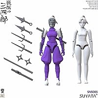 Vista 4 de Suyata 124 Escala Samurai Infantry Sanshiro, Ninja Girl - Púrpura - Kit de construcción de modelos de plástico # SNS-005, SYTSNS-005
